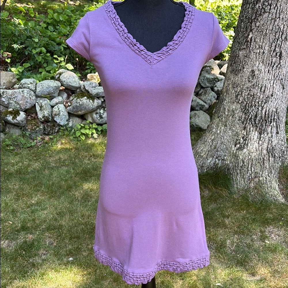 Cotton/Spandex V-Neck Purple Women's Dress size XS